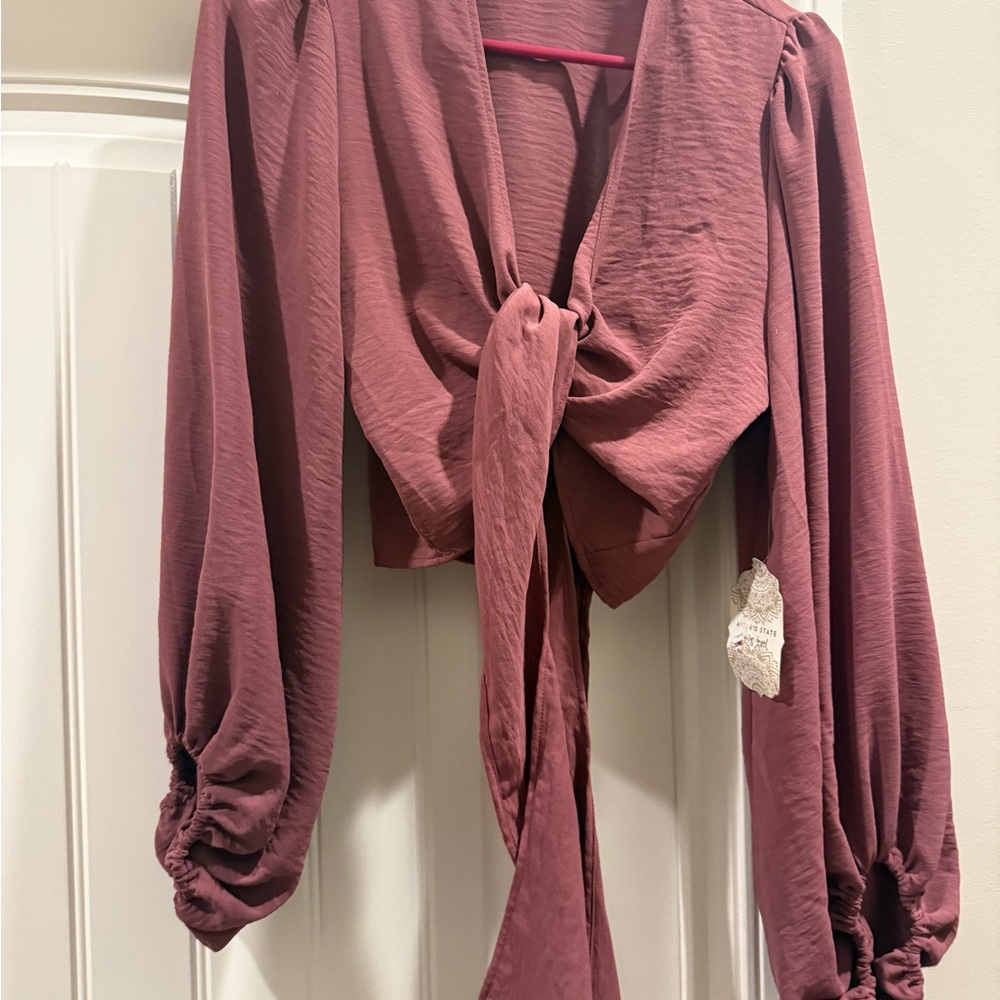 Altar'd State Dusty Rose Tie-Front Blouse NWT